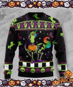unicorn pumpkin halloween ugly sweater 83 KfFBM