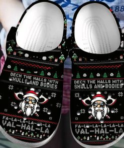 viking crocs classic clogs shoes deck the halls with skulls and bodies vdol3r