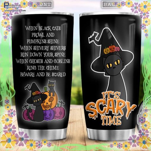 when black cats prowl and pumpkins shinetrick or treat halloween tumbler 100 fGqdL