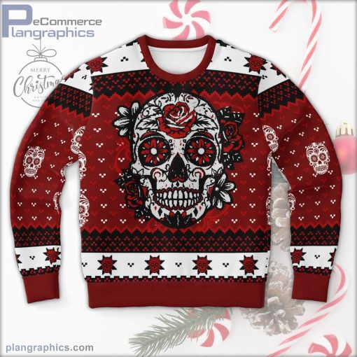 day of the dead red ugly christmas sweater 131 1slEi