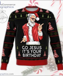 go jesus ugly christmas sweater 112 YbKc3
