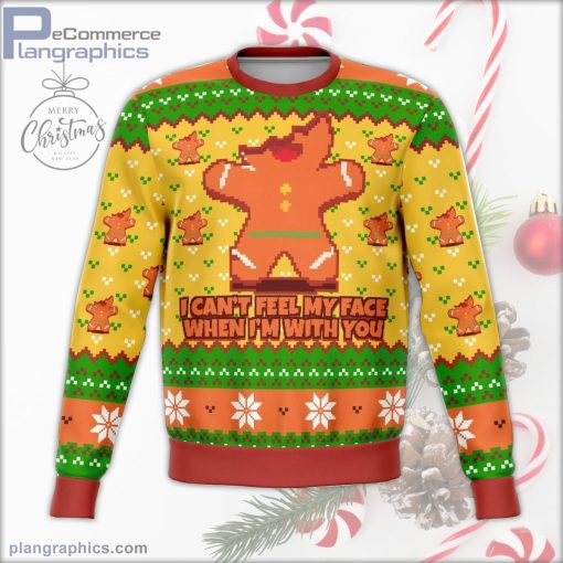 i cant feel my face when im with you funny ugly christmas sweater 104 g2Ct5