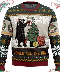 jingle all the way mandalorian star wars ugly christmas sweater 117 TaedB