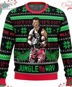 jungle all the way arnold schwarzenegger ugly christmas sweater 113 X1NGc