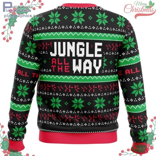 jungle all the way arnold schwarzenegger ugly christmas sweater 683 ysygV