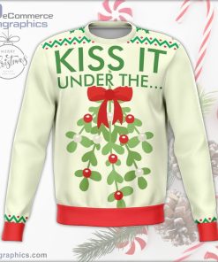 kiss it under the mistletoe funny ugly christmas sweater 82 8wNEz