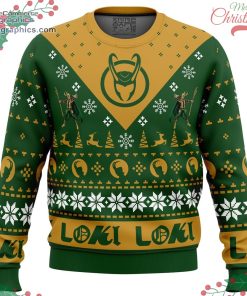 let earth receive her king loki marvel ugly christmas sweater 106 Lx88Z