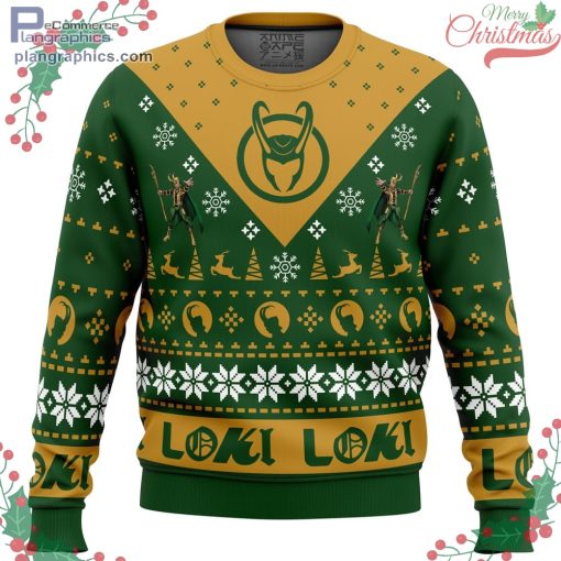 let earth receive her king loki marvel ugly christmas sweater 106 Lx88Z