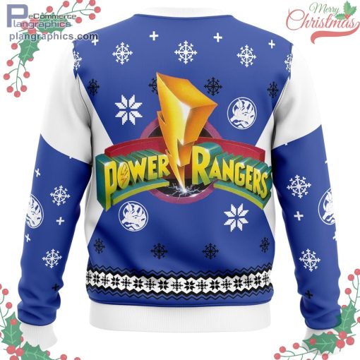 mighty morphin power rangers blue ugly christmas sweater 668 hFr0D