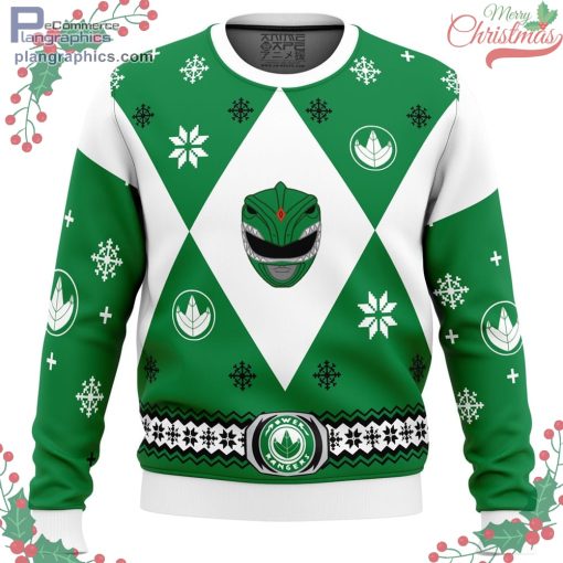 mighty morphin power rangers green ugly christmas sweater 87 tY8No