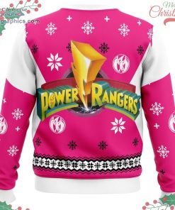 mighty morphin power rangers pink ugly christmas sweater 666 pHEjf