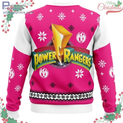mighty morphin power rangers pink ugly christmas sweater 666 pHEjf