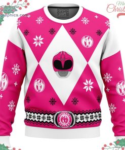 mighty morphin power rangers pink ugly christmas sweater 86 ofz7W