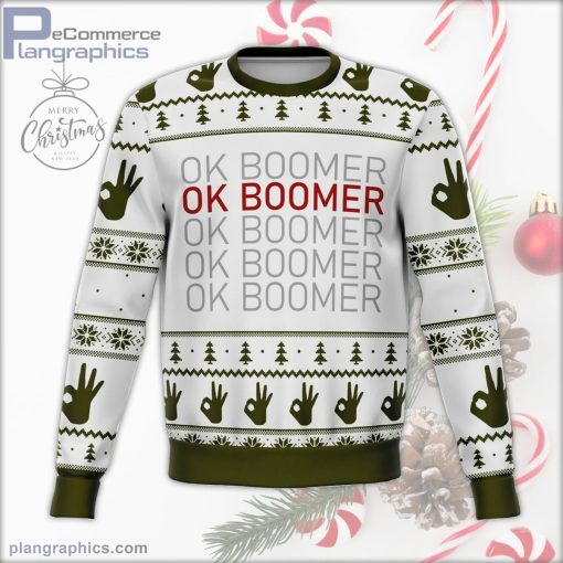 ok boomer ugly christmas sweater 58 vTntD