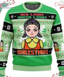 red 26 green light squid game ugly christmas sweater 68 htsjV