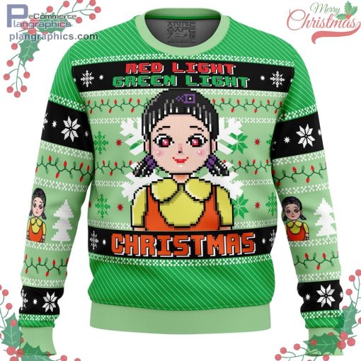 red 26 green light squid game ugly christmas sweater 68 htsjV