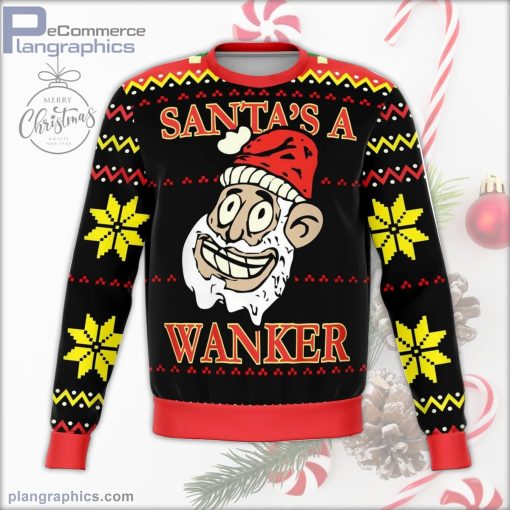 santas a wanker funny ugly christmas sweater 31 916Li