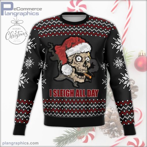 sleigh all day funny ugly christmas sweater 27 oVYdF