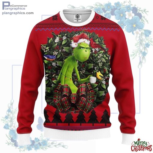 the grinch with cup noel mc ugly christmas sweater 90 dutCm
