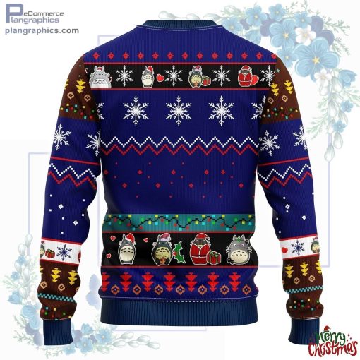 totoro ghibli noel ugly christmas sweater blue 287 h2FbK