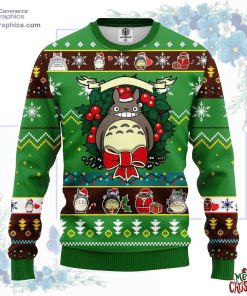 totoro ghibli noel ugly christmas sweater green 61 iah11
