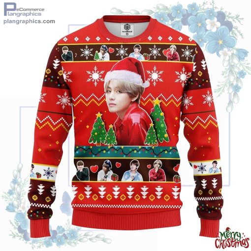 v bts ugly christmas sweater red 47 VB7Yb