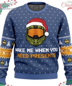 wake me when you need presents halo ugly christmas sweater 14 KyaG2