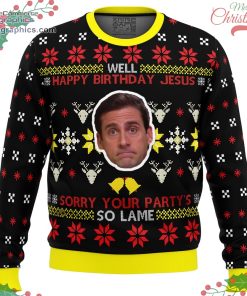 well happy birthday jesus the office ugly christmas sweater 12 Nvxn9