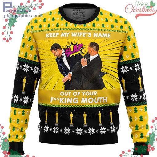 will smith slaps chris rock meme ugly christmas sweater 10 OAgem