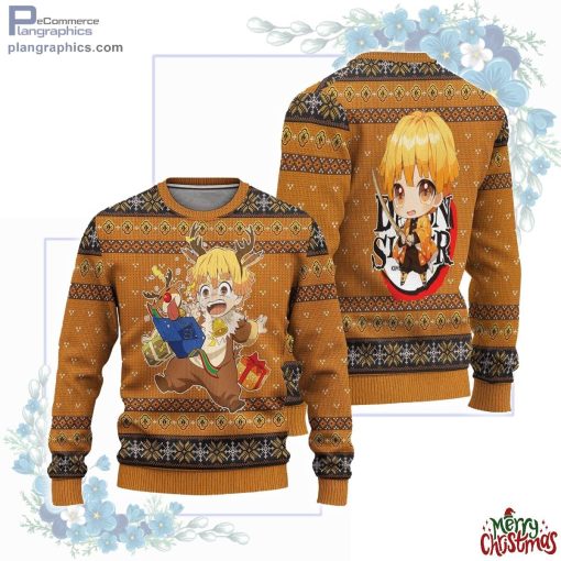 zenitsu demon slayer anime ugly christmas sweater 417 dL4bX