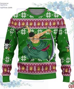 zoro one piece anime ugly christmas sweater 2 Nchxw