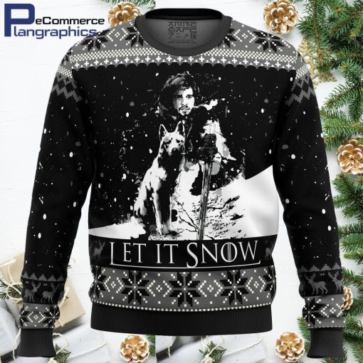 game of thrones let it snow black and white all over print ugly christmas sweater 1 sxppbb