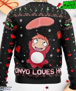 ghibli ponyo loves ham all over print ugly christmas sweater 2 fftntl