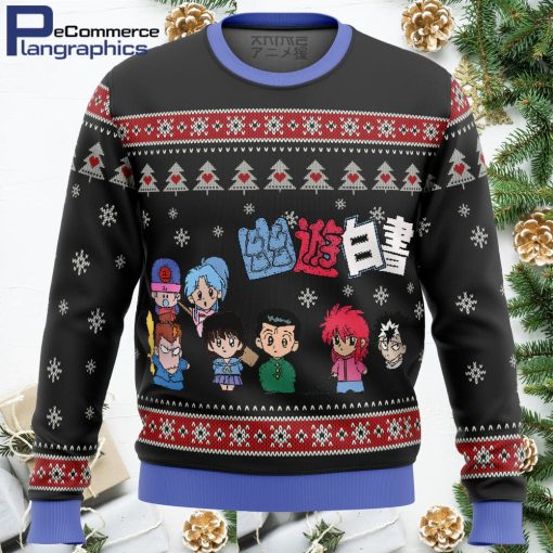 ghost fighter yu yu hakusho alt all over print ugly christmas sweater 1 b2pslh