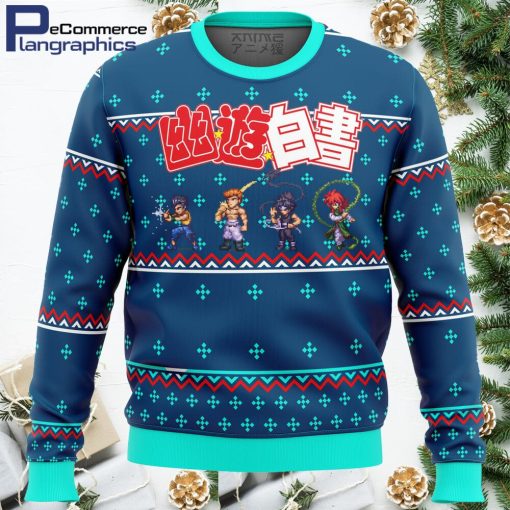 ghost fighter yuyu hakusho ugly christmas sweater 1 r5s3ms
