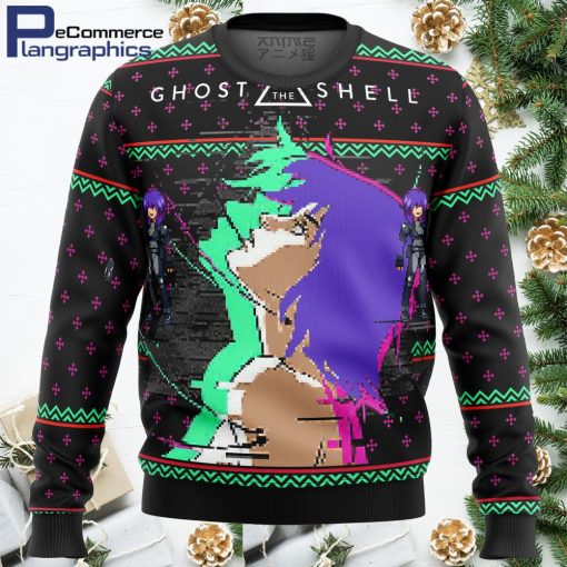 ghost in the shell major all over print ugly christmas sweater 1 pweiws
