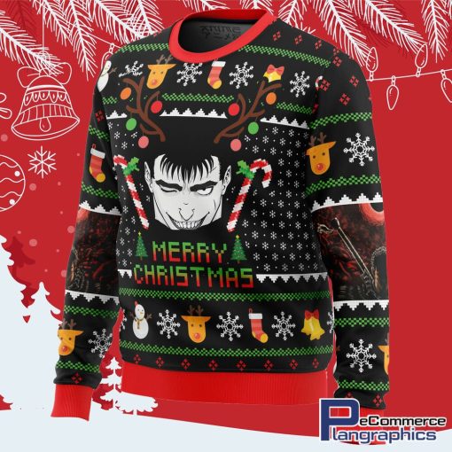 guts santa claus berzerk all over print ugly christmas sweater 2 niaukj