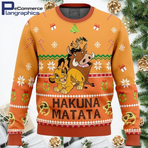 hakuna matata ugly christmas sweater 1 qqqyfs