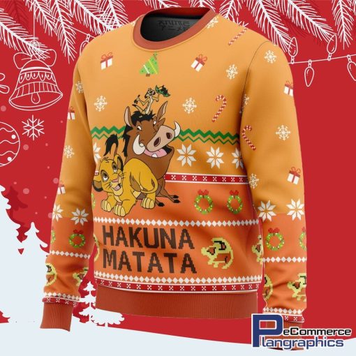 hakuna matata ugly christmas sweater 2 sidttm