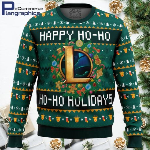 happy ho ho ho holidays league of legends ugly christmas sweater 1 udm1xq