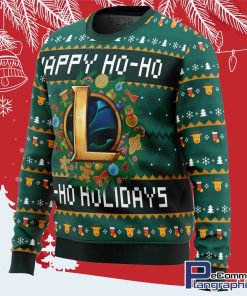 happy ho ho ho holidays league of legends ugly christmas sweater 2 abvajq