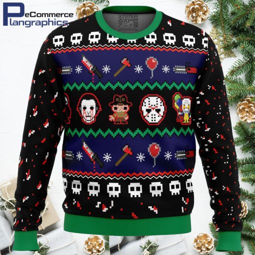happy horrordays all over print ugly christmas sweater 1 m4dkkm