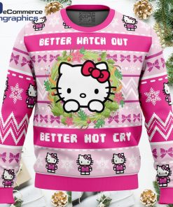 hello kitty is coming to town all over print ugly christmas sweater 1 l3mhhg