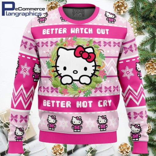 hello kitty is coming to town all over print ugly christmas sweater 1 l3mhhg