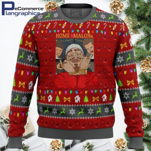 home malone meme all over print ugly christmas sweater 1 emn1lf