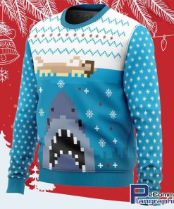 jaws all over print ugly christmas sweater 2 exnxjy
