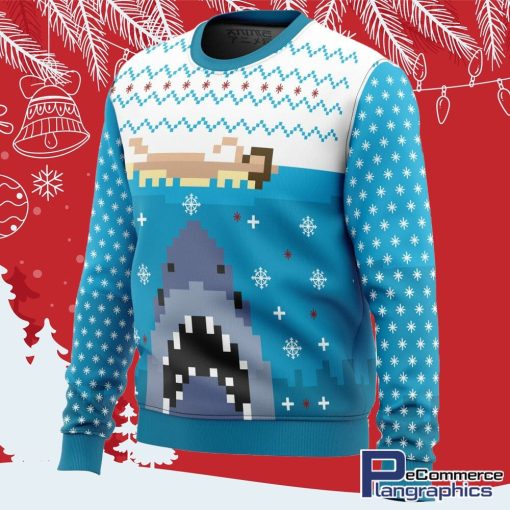 jaws all over print ugly christmas sweater 2 exnxjy