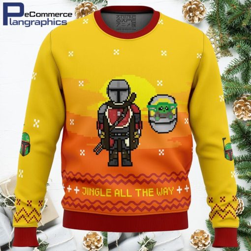 jingle all the way mandalorian all over print ugly christmas sweater 1 ph5rev