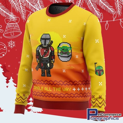 jingle all the way mandalorian all over print ugly christmas sweater 2 y06iiz