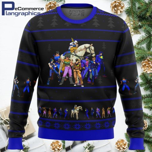 jojos bizarre adventure generations all over print ugly christmas sweater 1 qjsee7